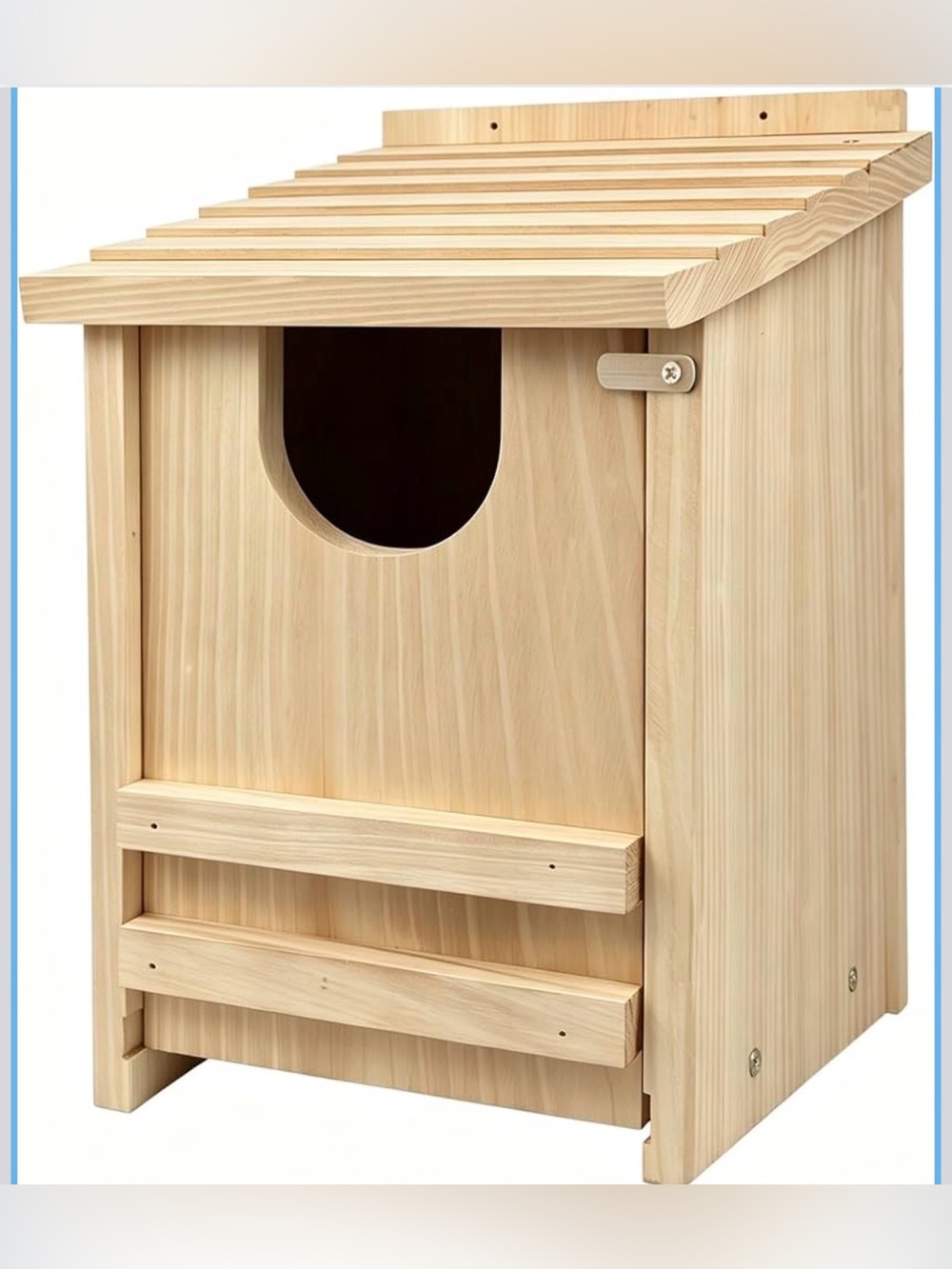 Pine Wood Outdoor Owl Nesting Box w/ Shavings for Owls 14" x 9" x 9", NEW